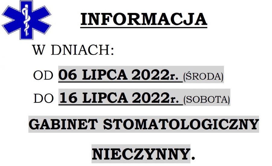 Przerwa w pracy poradni stomatologicznej